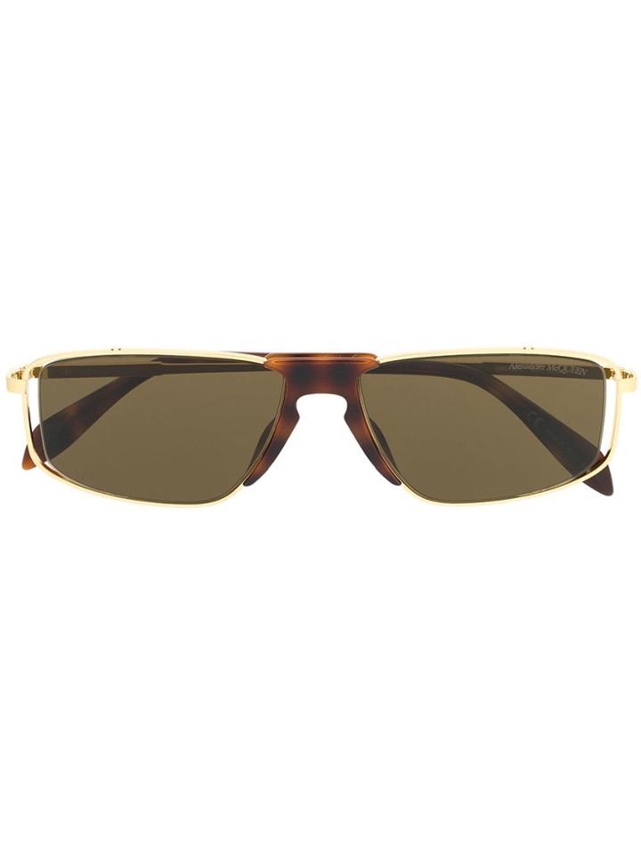 Alexander Mcqueen Eyewear Rectangular Shaped Sunglasses - Gold