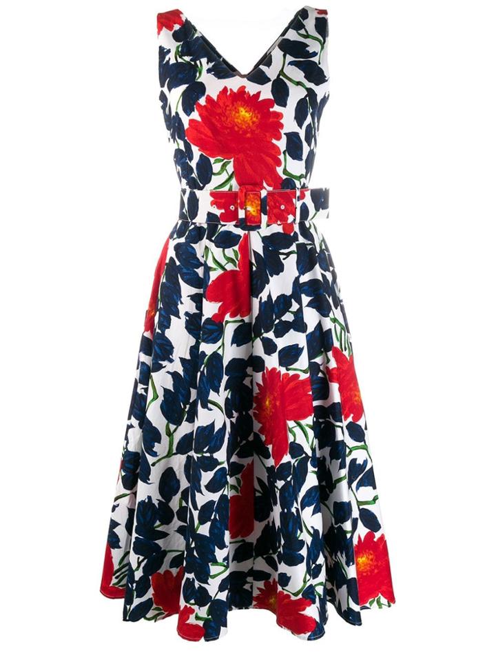 Samantha Sung Floral Print Midi Dress - Blue