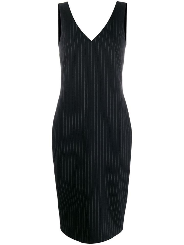 Styland Pinstripe Midi Dress - Black