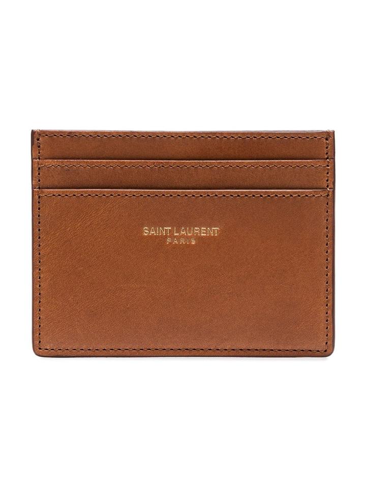 Saint Laurent Slp Vegetal Crdhldr Brwn - Brown