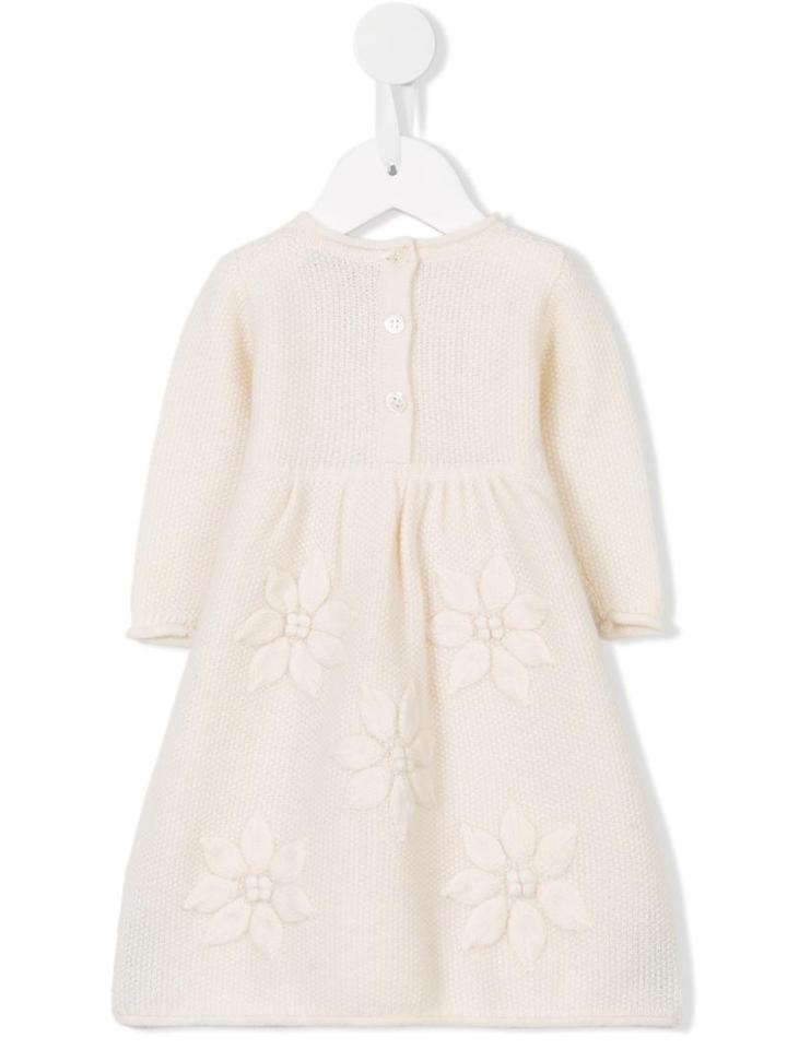 Cashmirino - Floral Intarsia Knitted Dress - Kids - Cashmere - 3 Mth, White