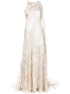 Talbot Runhof Shoulder Ruffle Evening Gown - Nude & Neutrals