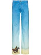 Calvin Klein Jeans Est. 1978 Horse Print Straight Leg Cotton Denim
