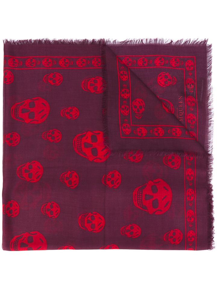 Alexander Mcqueen - Skull Scarf - Men - Silk/modal - One Size, Pink/purple, Silk/modal
