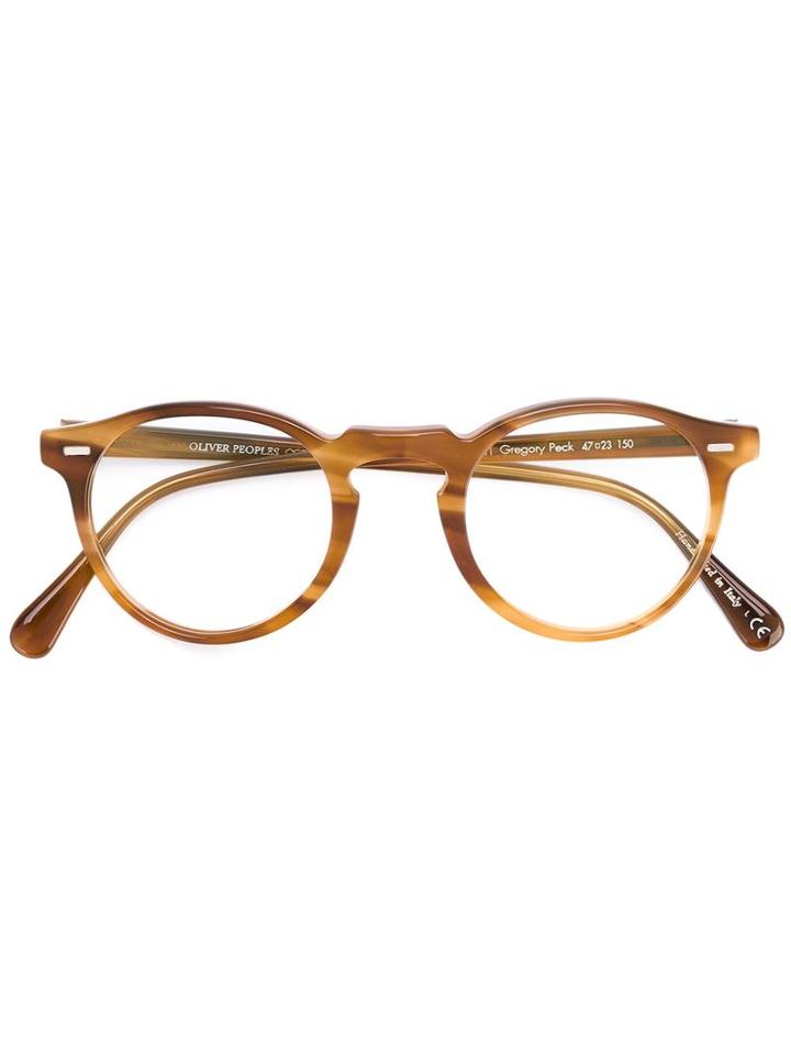 Oliver Peoples Gregory Peck Glasses, Brown, Acetate/metal