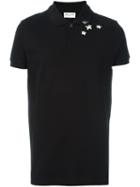 Saint Laurent Star And Initial Print Polo Shirt, Men's, Size: Large, Black, Cotton