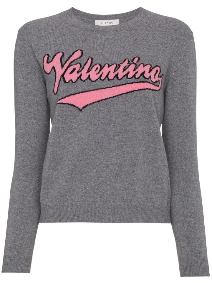 Valentino Logo Crew-neck Jumper - Grey