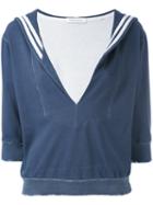 Pierre Balmain - Sailor Collar Top - Women - Cotton - 40, Blue, Cotton