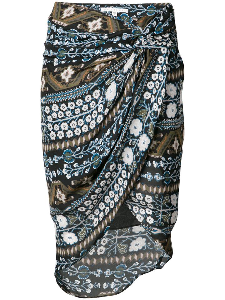 Veronica Beard Twist Front Deco Floral Skirt - Blue