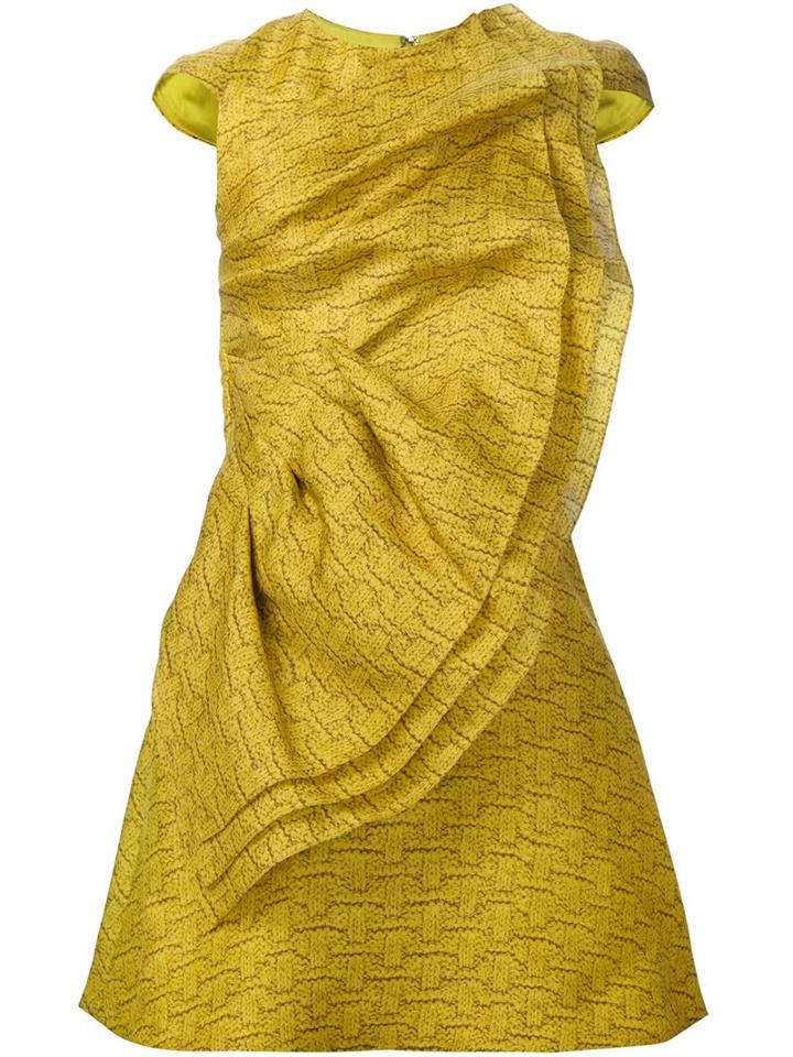 Christian Siriano Ruffled Skater Dress, Women's, Size: 4, Yellow/orange, Silk