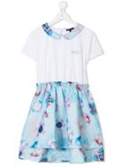 Frankie Morello Kids Teen Contrast Skirt Dress - White