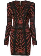 Balmain Tiger Print Stretch-knit Dress - Yellow & Orange