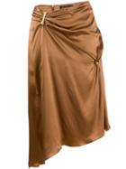 Versace Embellished Draped Mid-length Skirt - Brown