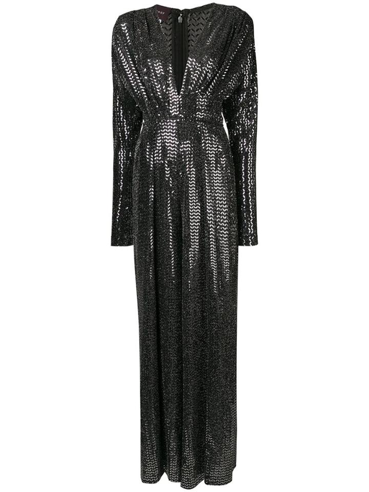 Talbot Runhof Plunge Neck Jumpsuit - Black