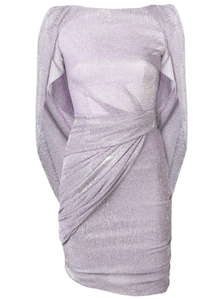 Talbot Runhof Fitted Cape-style Dress - Purple