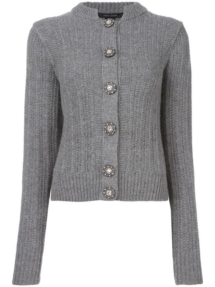 Marc Jacobs Embellished Button Cardigan, Women's, Size: Medium, Grey, Wool/alpaca