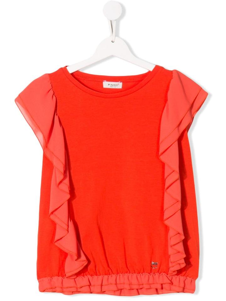 Pinko Kids Ruffled Sleeveless Top - Red