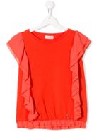 Pinko Kids Ruffled Sleeveless Top - Red