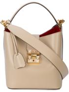 Mark Cross Foldover Strap Bucket Bag - Neutrals