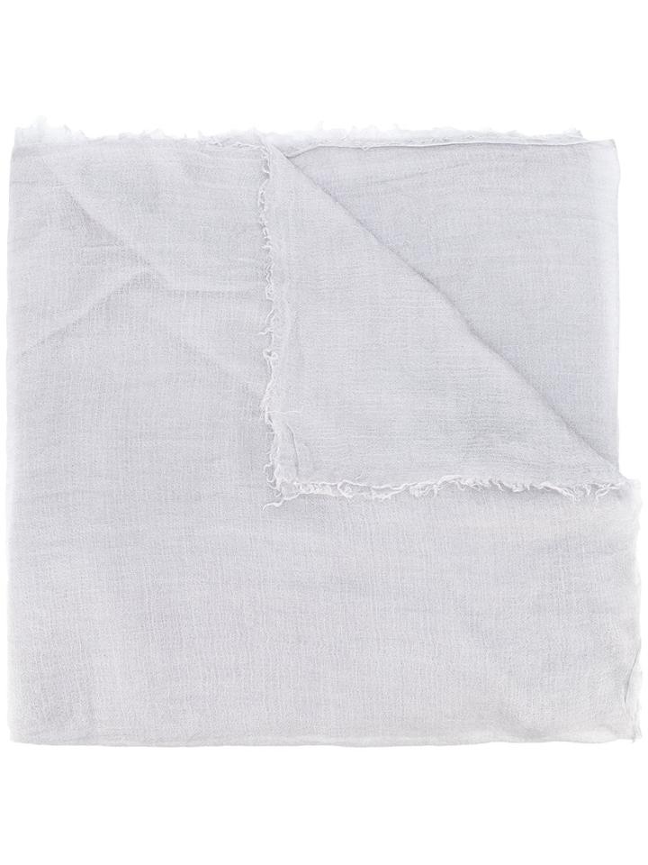 Rick Owens - Wrap Scarf - Women - Silk/cashmere - One Size, Grey, Silk/cashmere