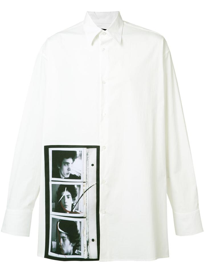 Raf Simons Photo Print Detail Shirt, Men's, Size: 50, White, Cotton/spandex/elastane