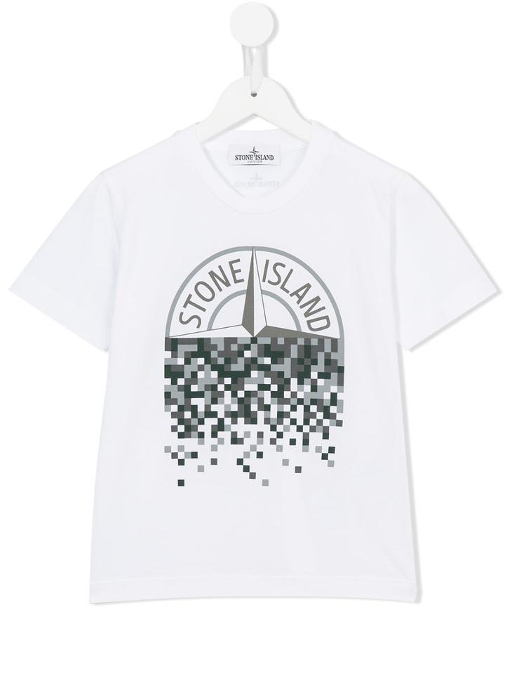 Stone Island Kids Logo Print T-shirt, Boy's, Size: 12 Yrs, White
