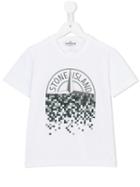 Stone Island Kids Logo Print T-shirt, Boy's, Size: 12 Yrs, White