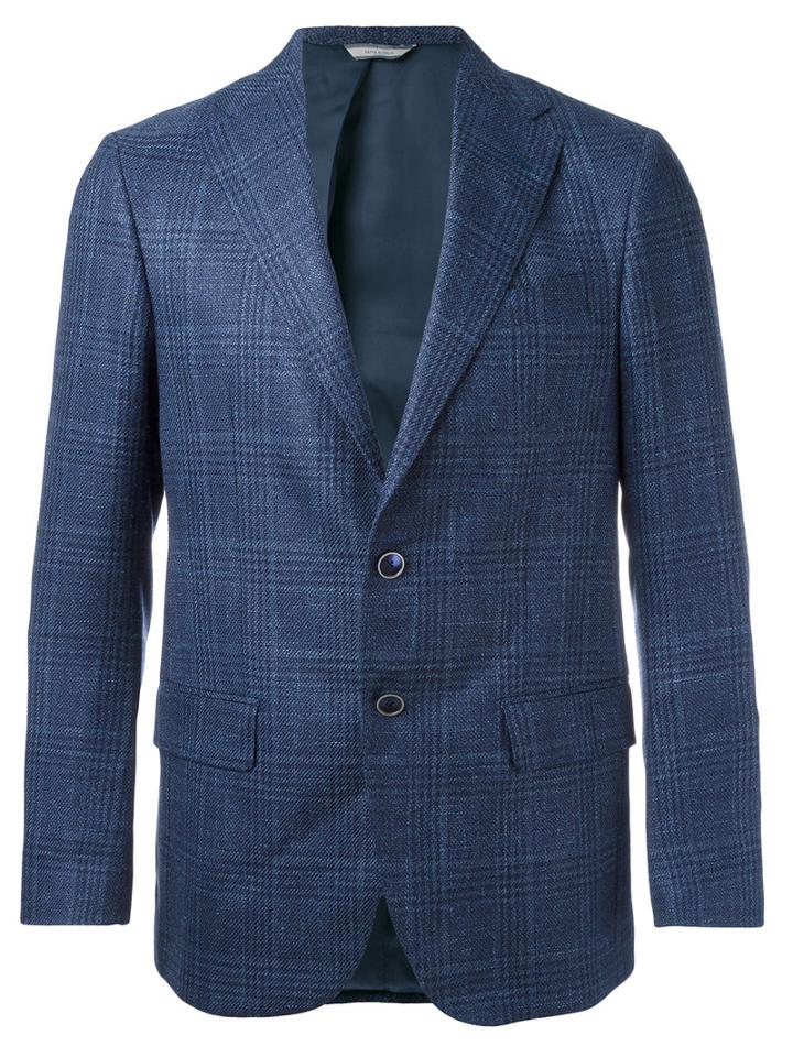 Fashion Clinic Timeless - Plaid Blazer - Men - Silk/linen/flax/viscose/virgin Wool - 56, Blue, Silk/linen/flax/viscose/virgin Wool