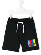 Msgm Kids - Logo Print Track Shorts - Kids - Cotton - 6 Yrs, Blue
