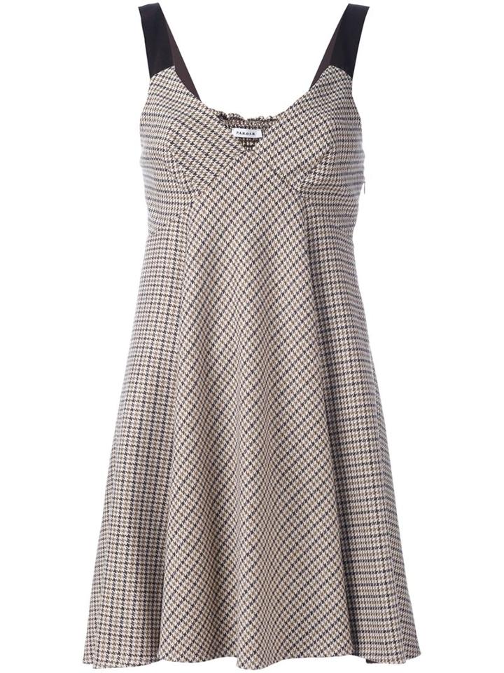 P.a.r.o.s.h. V-neck Flared Dress, Women's, Size: Medium, Brown, Cotton/acrylic/polyamide/wool