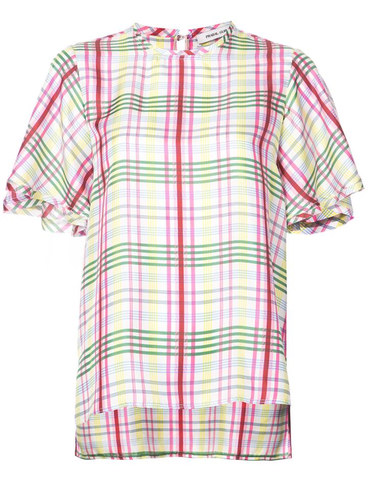 Prabal Gurung Plaid Print Blouse - White