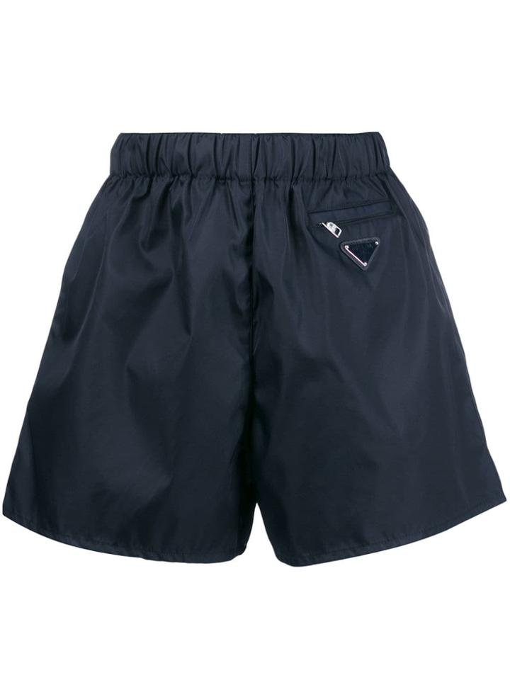 Prada Puff Logo Shorts - Blue