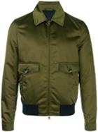 Salvatore Ferragamo Satin Bomber Jacket, Men's, Size: 50, Green, Cupro/polyamide