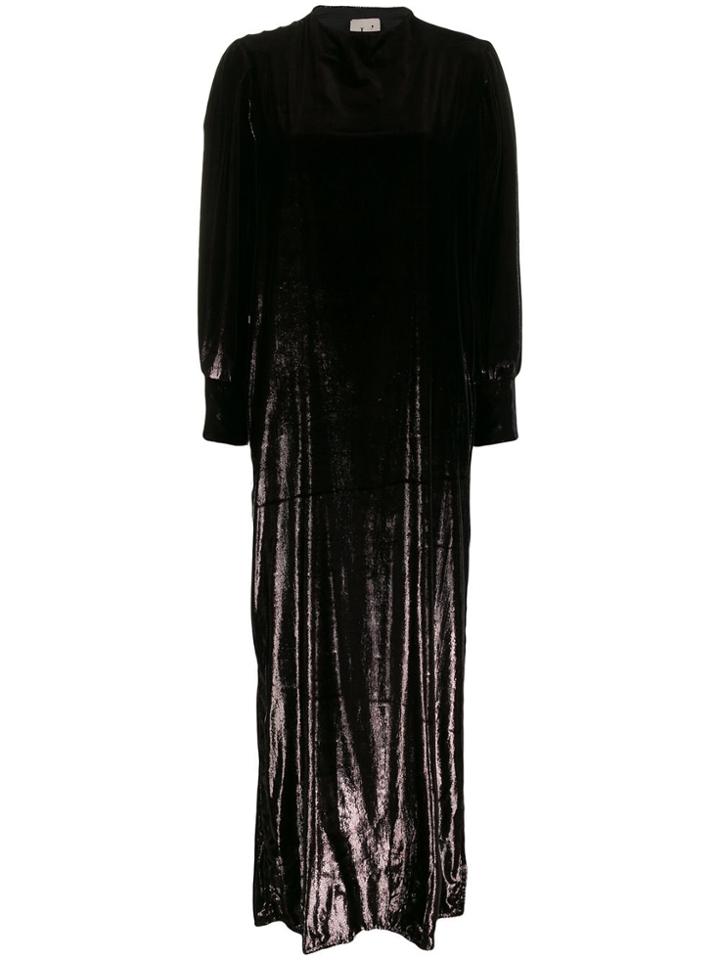 L'autre Chose Textured Long Sleeved Shift Dress - Brown