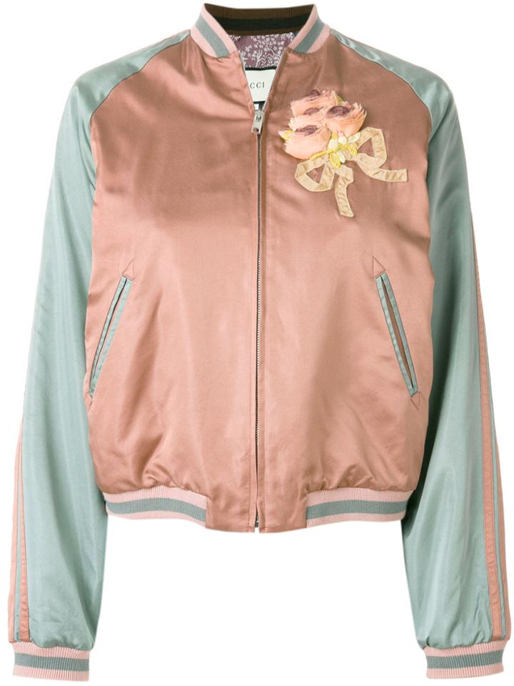 Gucci Sequin Embellished Bomber Jacket - Pink & Purple
