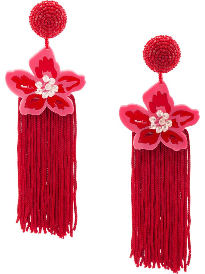 Sachin & Babi Floral Beaded Earrings - Red