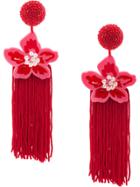 Sachin & Babi Floral Beaded Earrings - Red