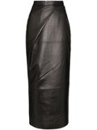 Matériel High Waist Faux Leather Midi Skirt - Black