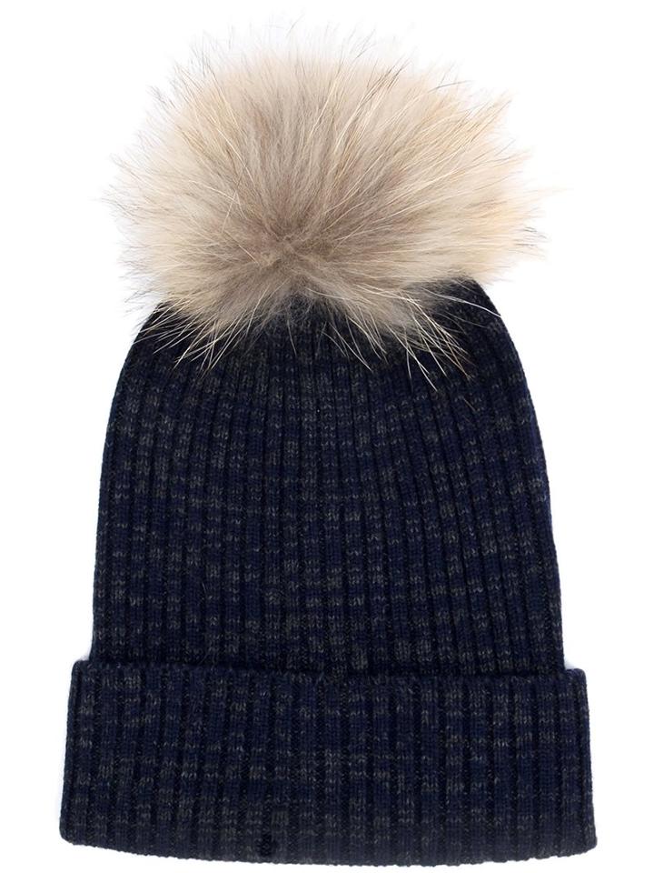 Yves Salomon 'pom Pom' Beanie, Women's, Grey, Cashmere/wool/racoon Fur