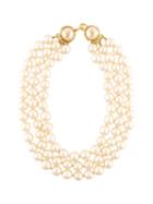 Chanel Vintage Faux Pearl Three Tier Necklace, Women's, White