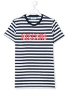 Moschino Kids Striped Logo T-shirt - Blue