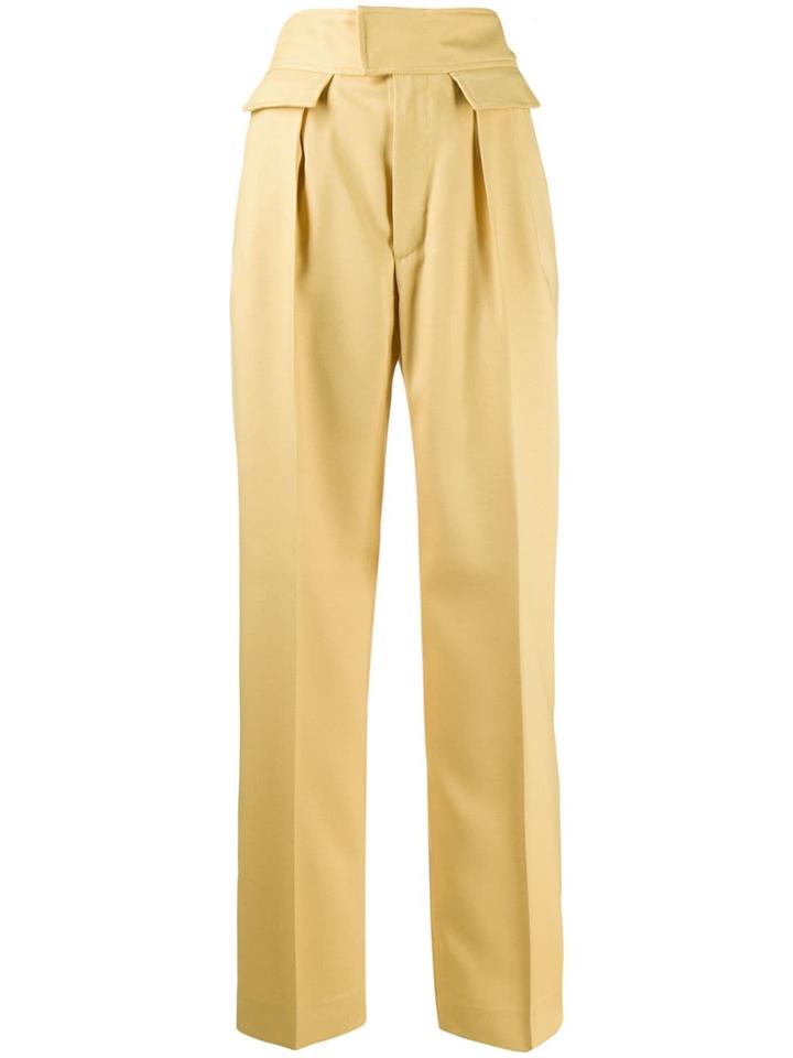 Plan C High-waisted Straight-leg Trousers - Yellow