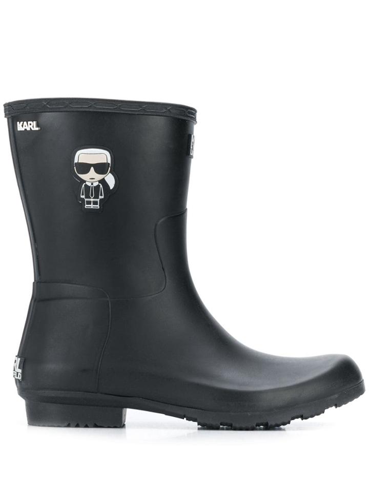 Karl Lagerfeld Ikonik Wellington Boots - Black