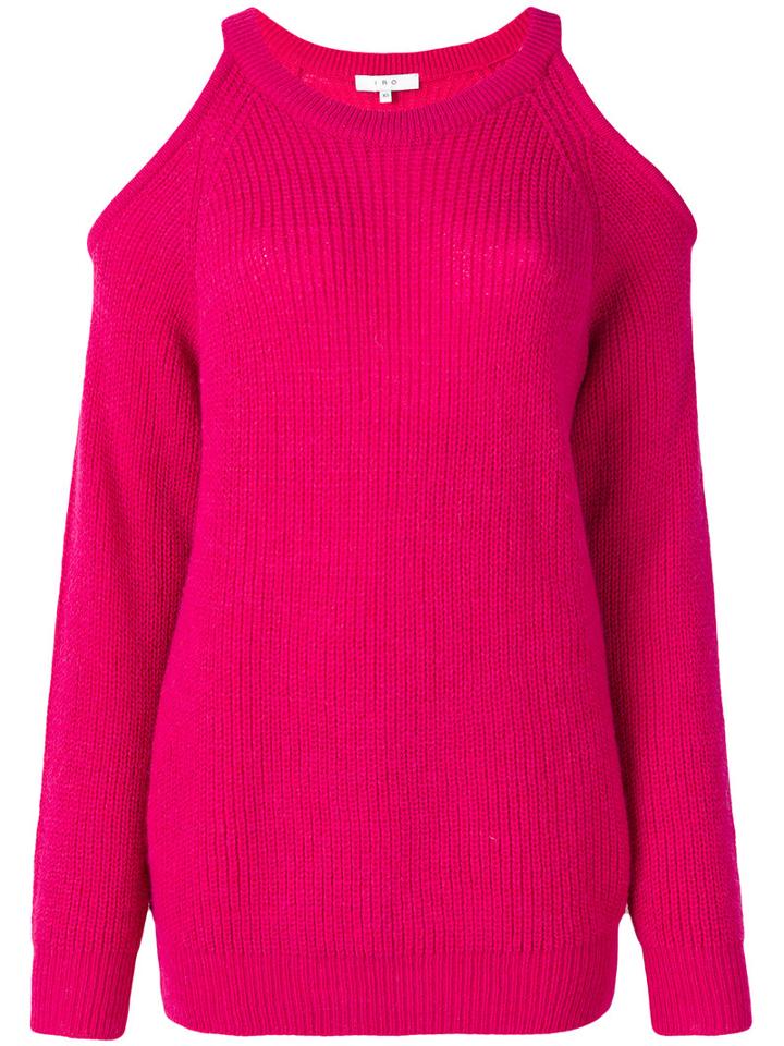 Iro - Lineisy Cutout Shoulder Ribbed Sweater - Women - Acrylic/alpaca/merino - Xs, Pink/purple, Acrylic/alpaca/merino