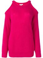 Iro - Lineisy Cutout Shoulder Ribbed Sweater - Women - Acrylic/alpaca/merino - Xs, Pink/purple, Acrylic/alpaca/merino