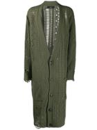 Amiri Distressed Cable-knit Cardigan - Green