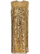 Prada Sleeveless Sequin Embellished Midi Dress - Metallic
