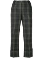 Nº21 Checked Print Cropped Trousers - Green