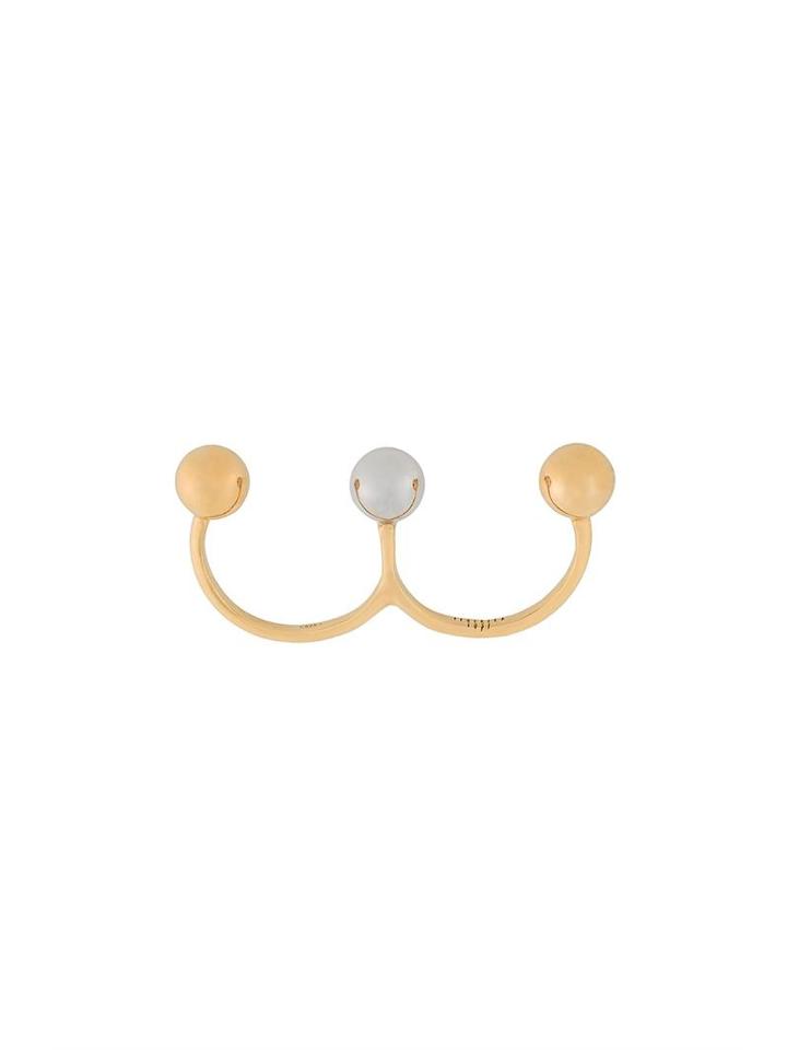 Federica Tosi Pearl Style Two Finger Rings, Women's, Metallic