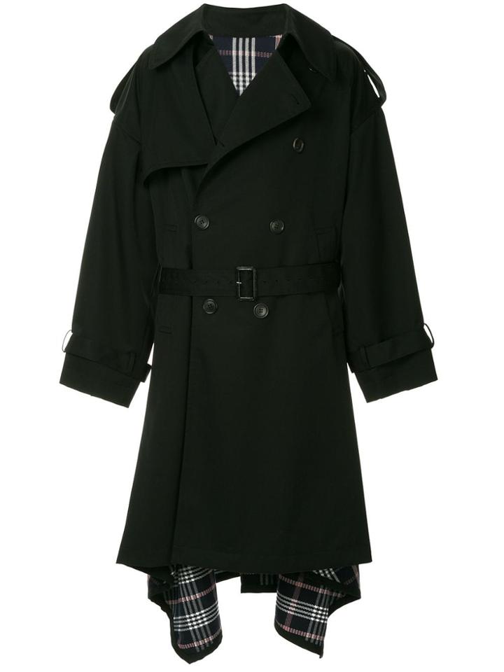 Juun.j Oversized Trench Coat - Black
